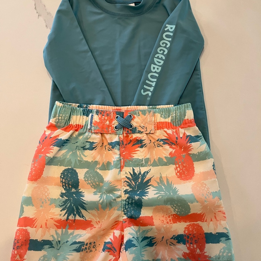 Rugged Butts Swim Trunks and Rash Guard